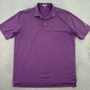 Peter Millar Summer Comfort Mens XL Purple Striped Gleneagles Golf Polo Shirt